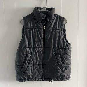 Women’s Faux Black Leather Vest
